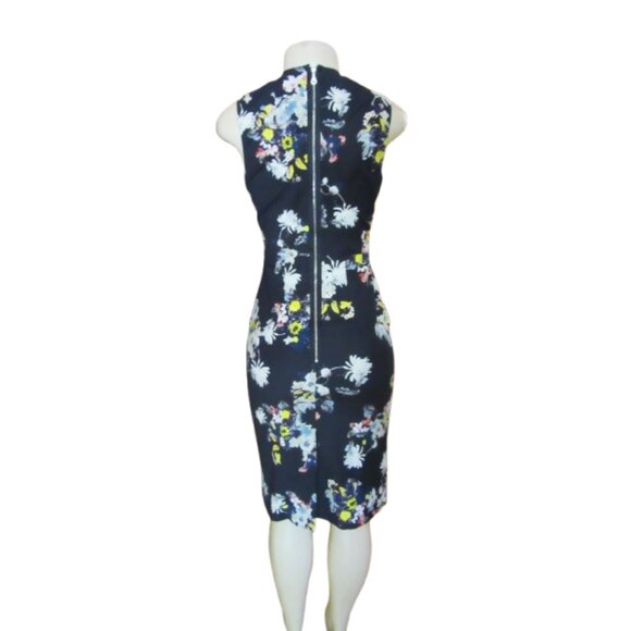 Erdem England Black Floral Sleeveless Fitted Dress Size 4 - Picture 4 of 6